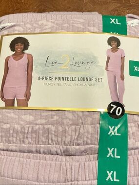 Women’s 4-Piece Pointelle Lounge Set - Light Pink